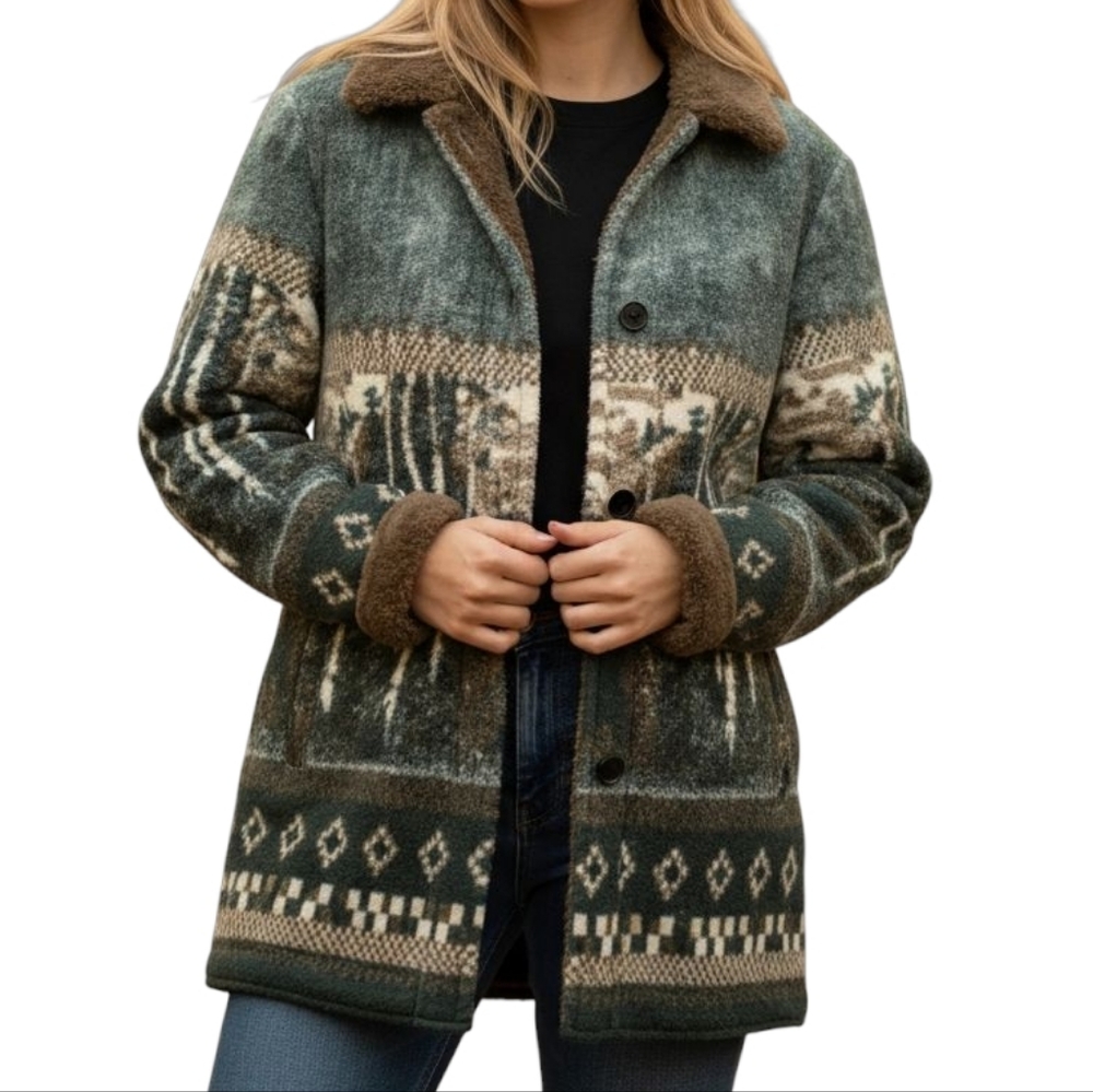 Warm Button Up Fleece Sweater Jacket